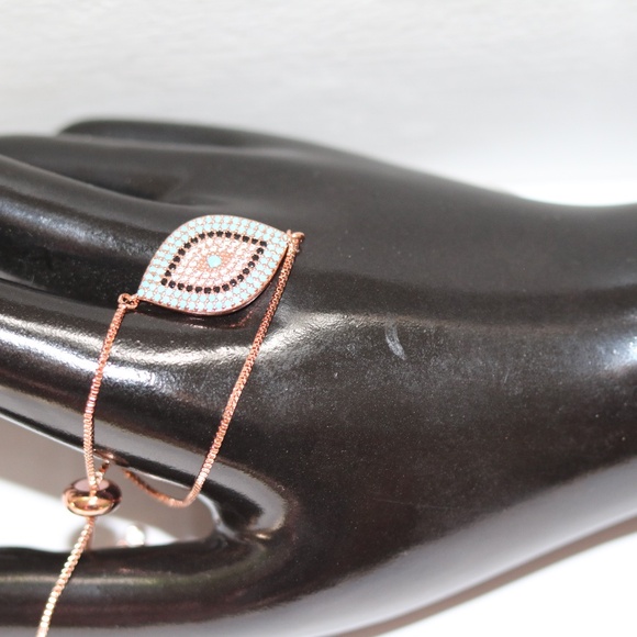 Evil Eye Bracelet in Rose Gold With Crystals - Picture 2 of 2